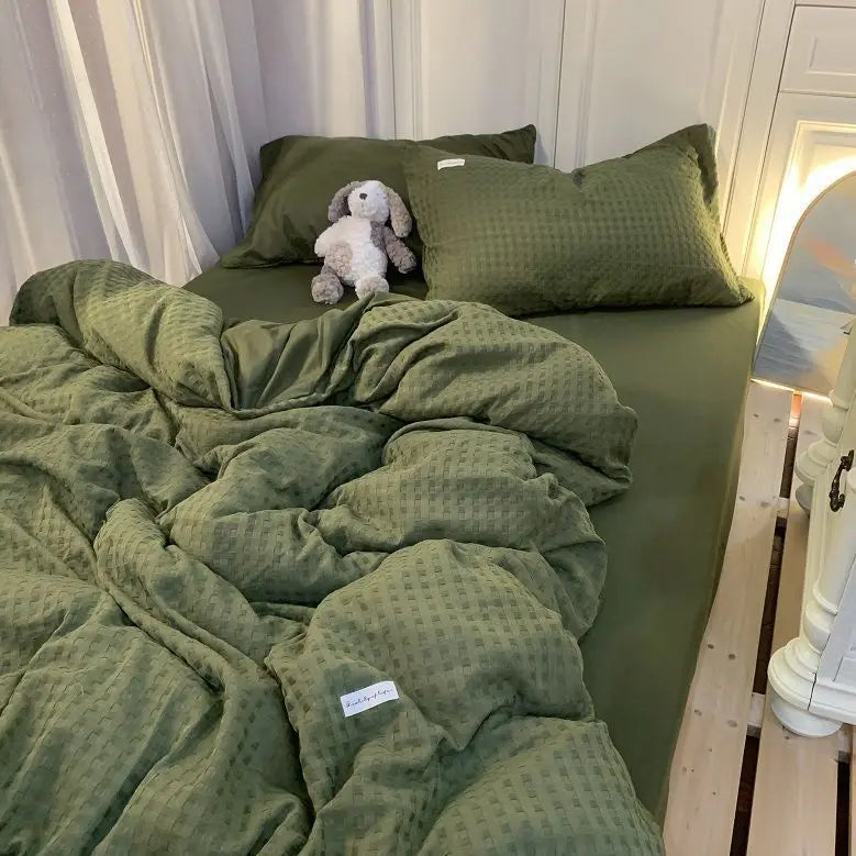 Olive Green Cotton Bedding Set