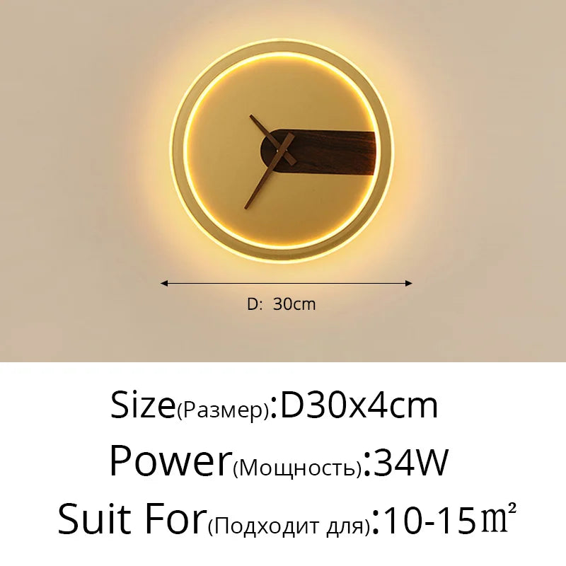 DecorBites™ LED Wall Lamp with Clock for Home Indoor Lighting