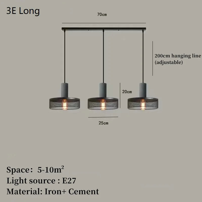 Concrete Pendant Light Iron Shade