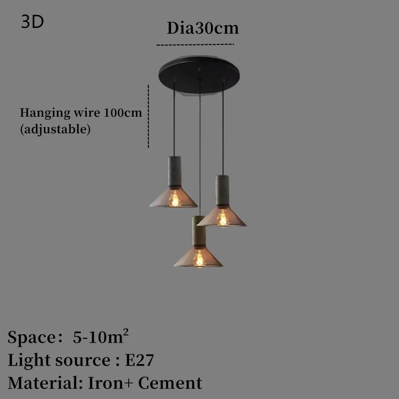 Concrete Pendant Light Iron Shade