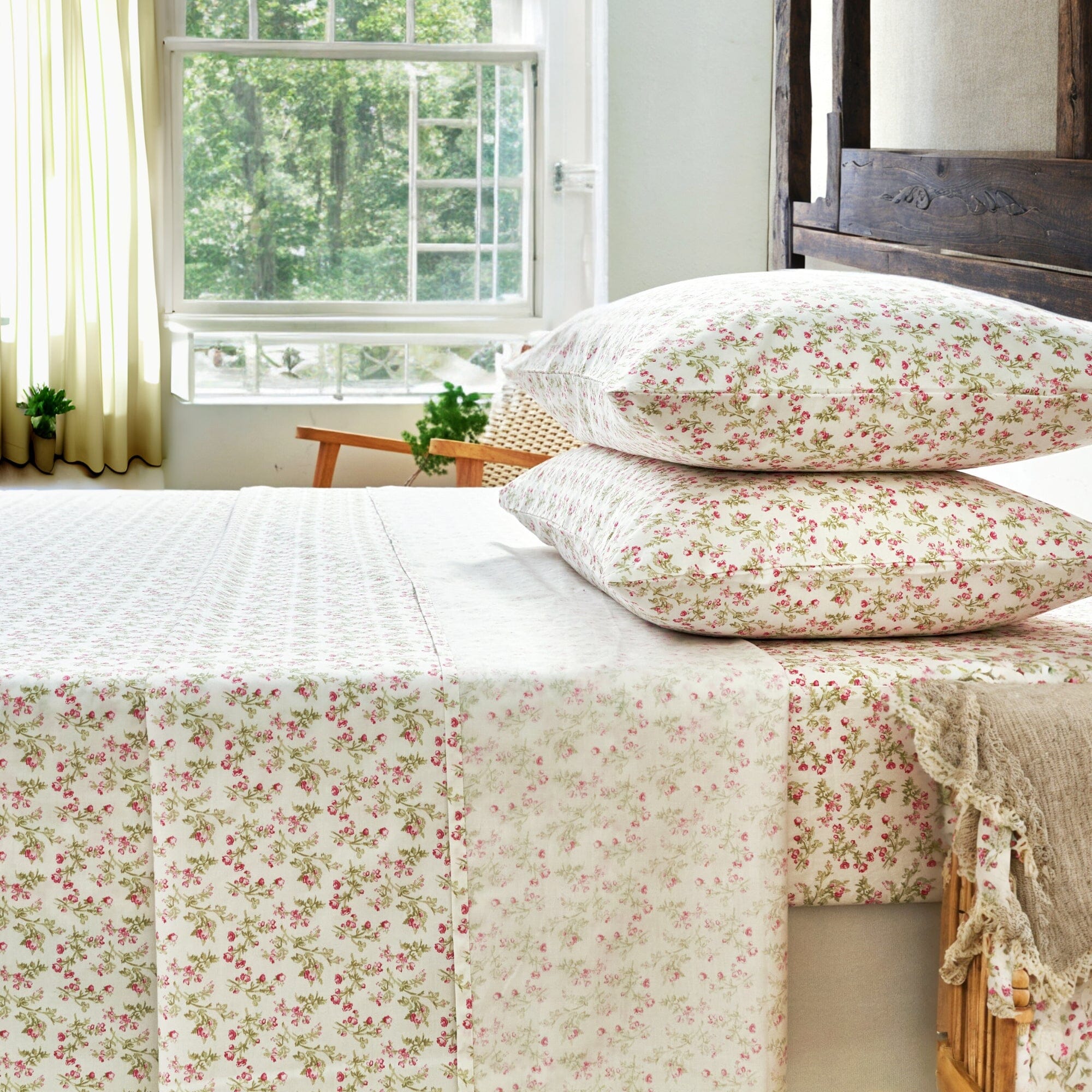 Romantic Coquette Cotton Floral Sheet Set Deep Pocket Bedding
