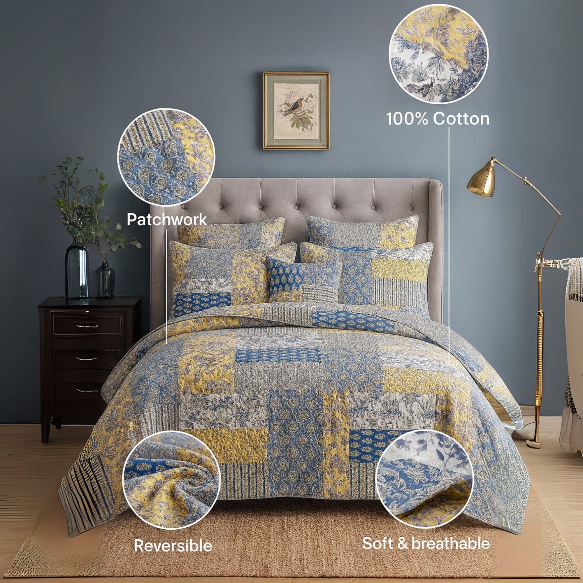 Honey Cove Floral Paisley Cottage Patchwork Bedspread Set