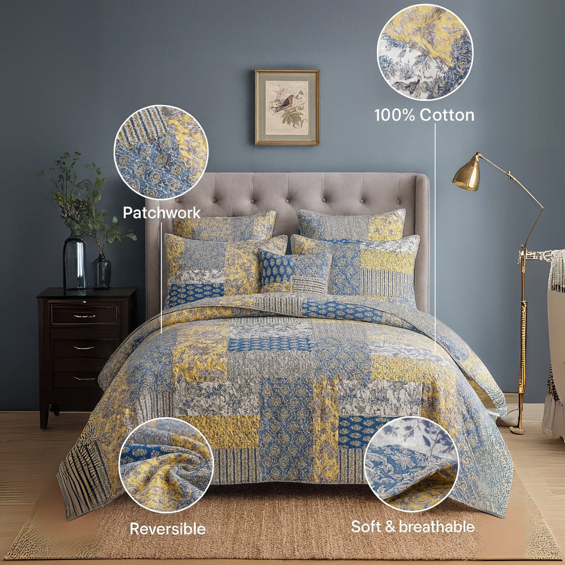 Honey Cove Floral Paisley Cottage Patchwork Bedspread Set