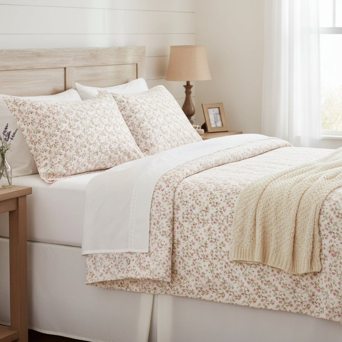 Romantic Coquette Cotton Floral Sheet Set Deep Pocket Bedding