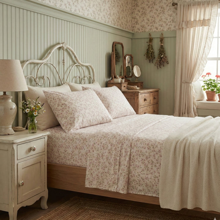 Romantic Coquette Cotton Floral Sheet Set Deep Pocket Bedding
