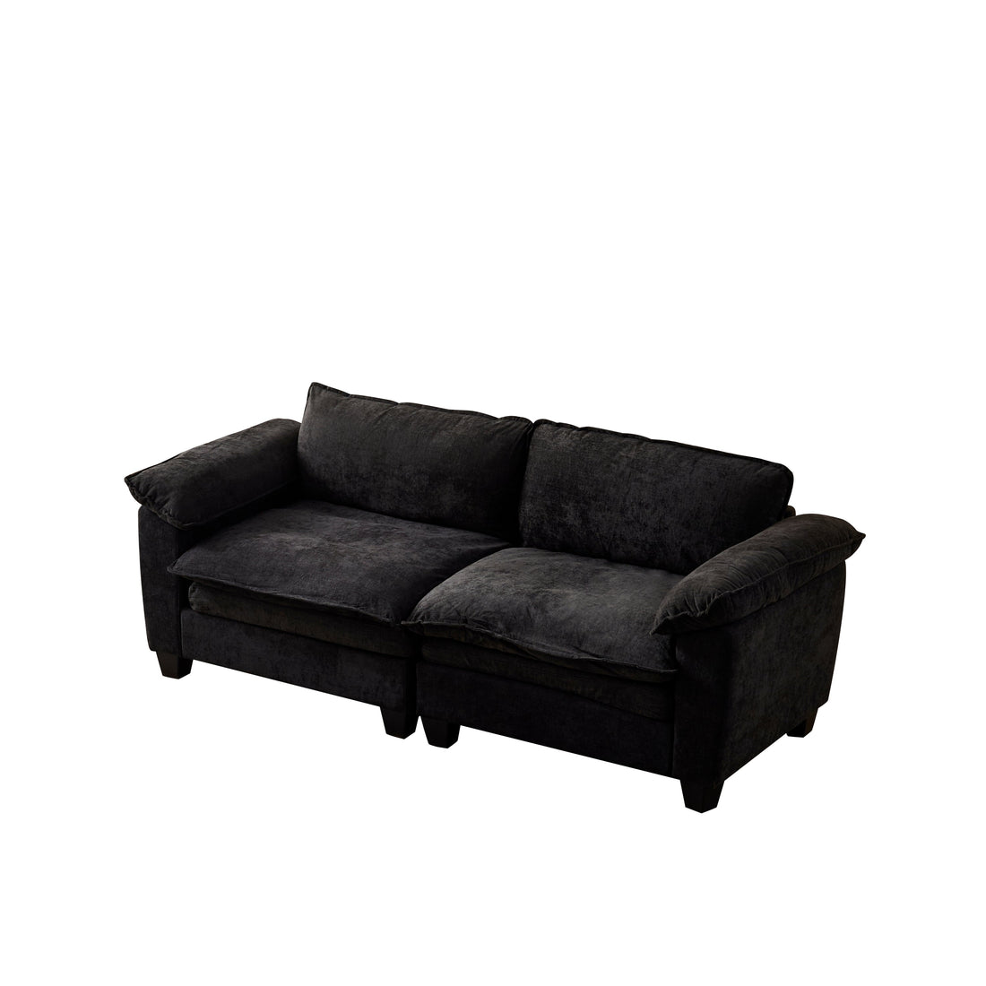 Luxury Black Chenille Loveseat Sofa Soft Upholstered Living Room