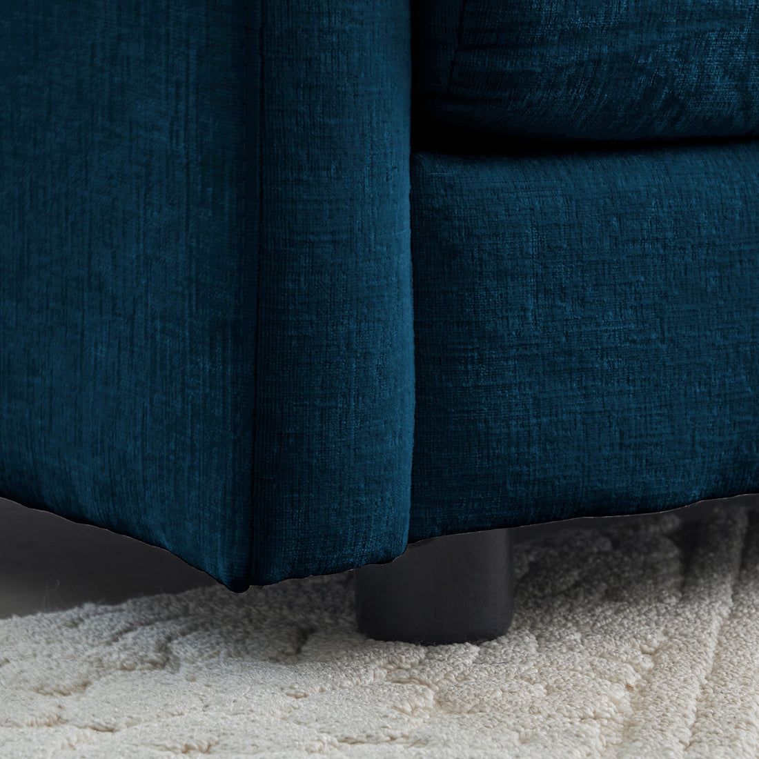 2-Piece Upholstered Sectional Sofa Set in Blue Chenille