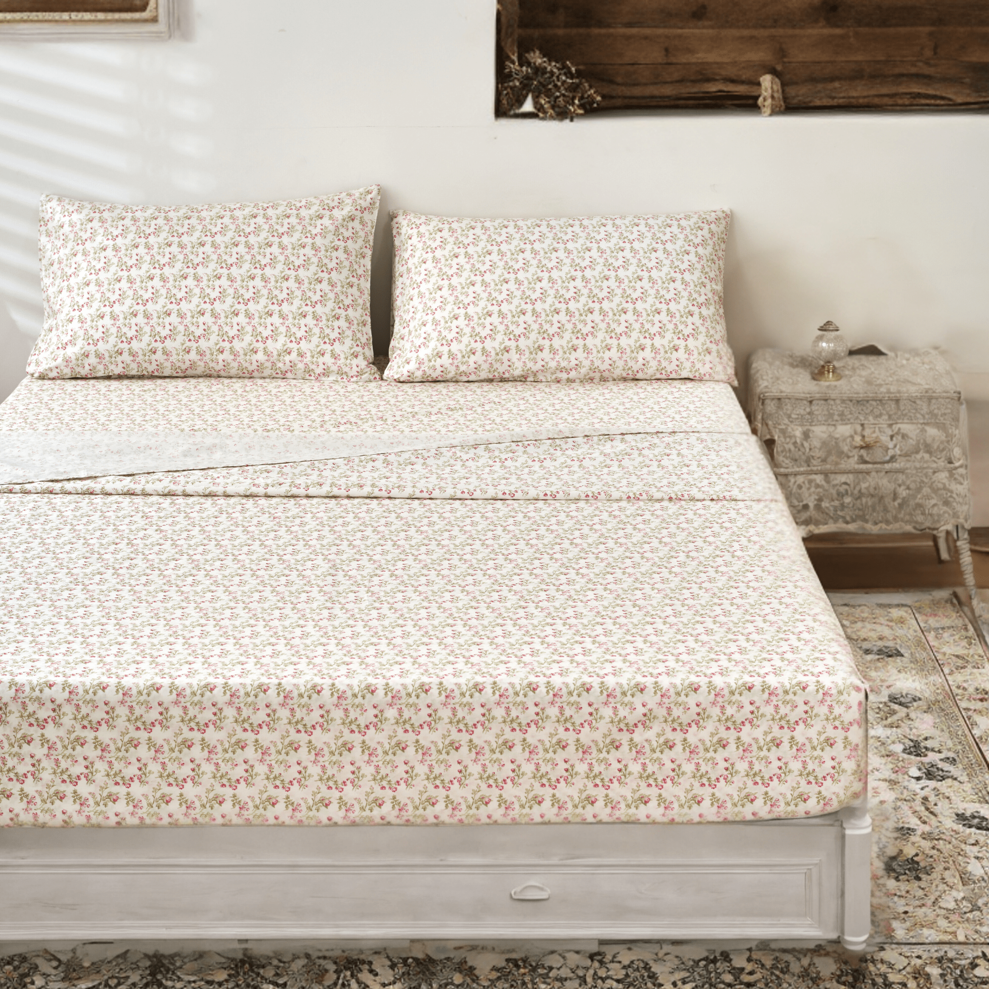 Romantic Coquette Cotton Floral Sheet Set Deep Pocket Bedding