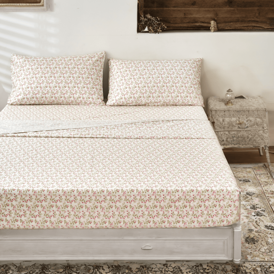 Romantic Coquette Cotton Floral Sheet Set Deep Pocket Bedding