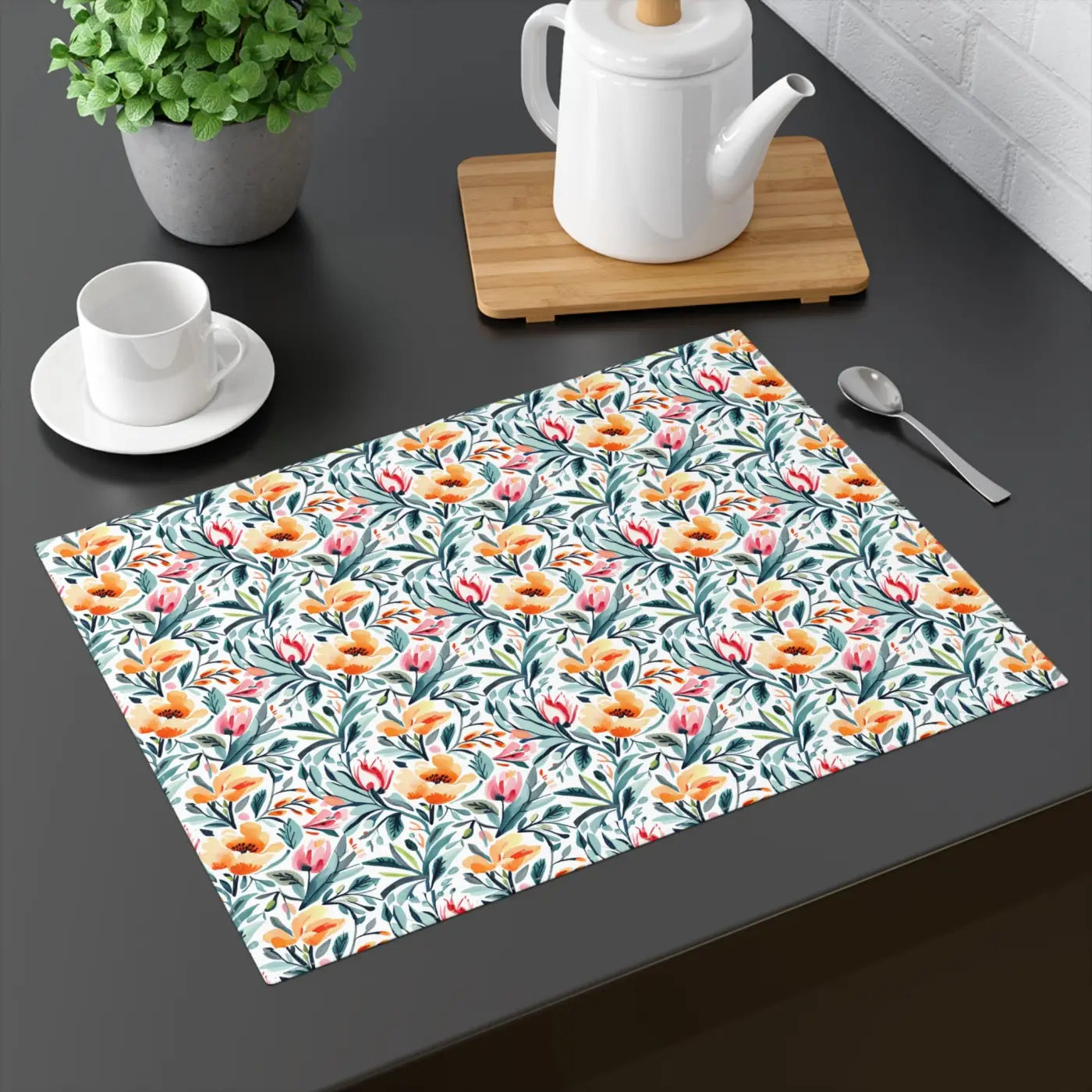 Vibrant Floral Pattern Placemat - Cotton Table Decor - Dipaliz