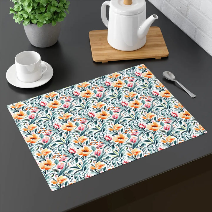 Vibrant Floral Pattern Placemat - Cotton Table Decor - Dipaliz