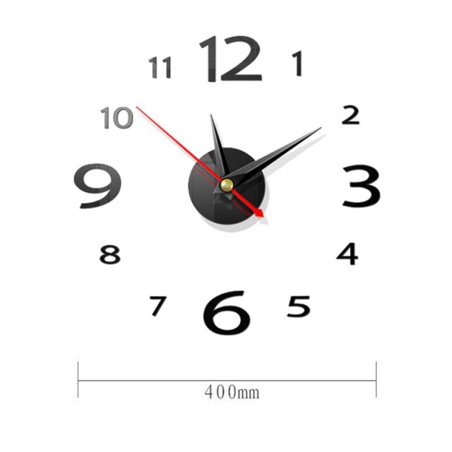 Modern Large 3D Mirror Wall Clock Frameless Sticker Decor