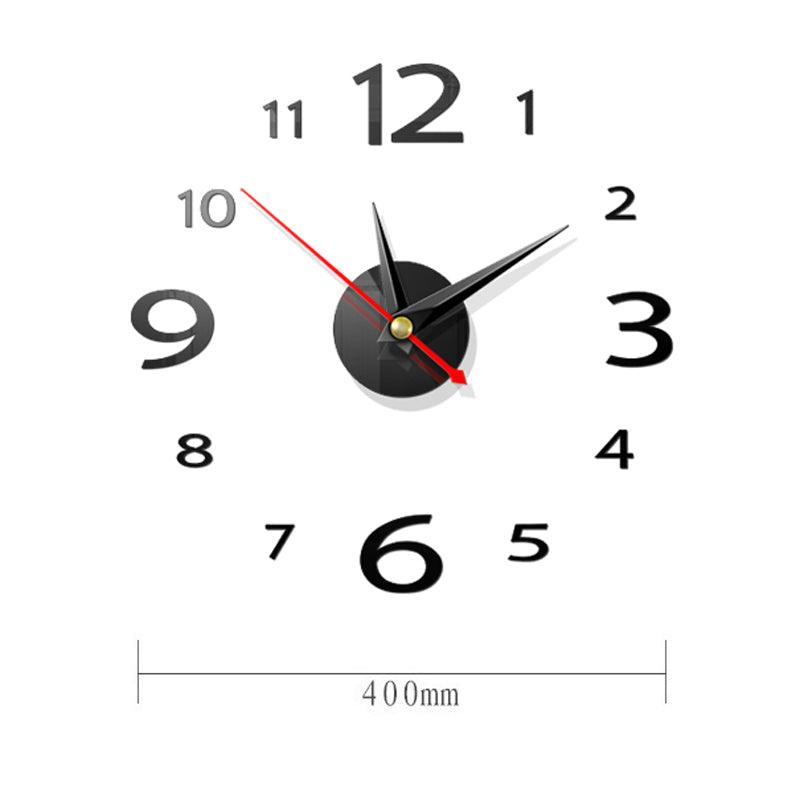 Modern Large 3D Mirror Wall Clock Frameless Sticker Decor