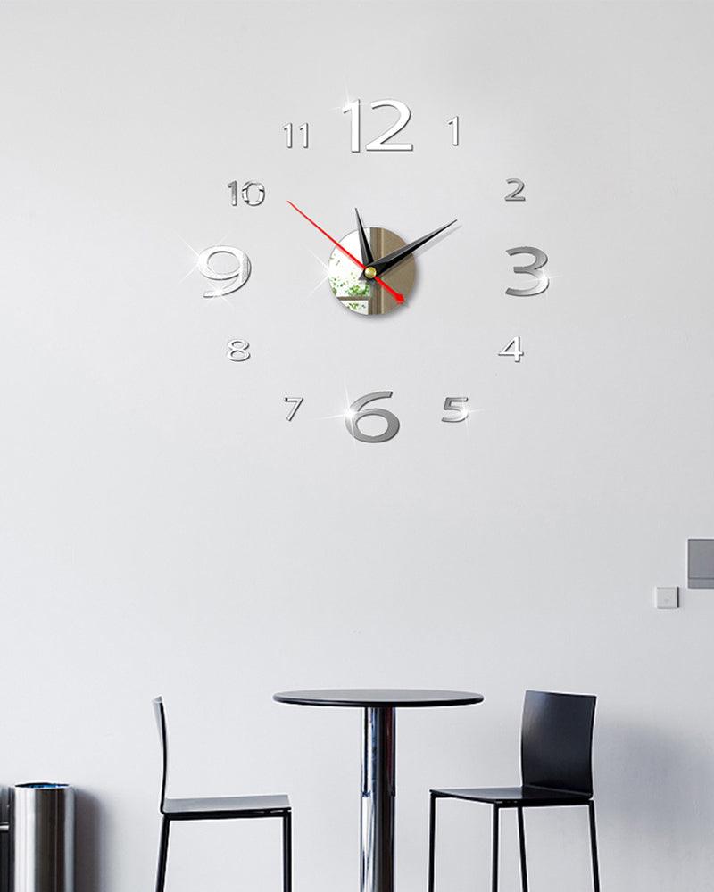 Modern Large 3D Mirror Wall Clock Frameless Sticker Decor