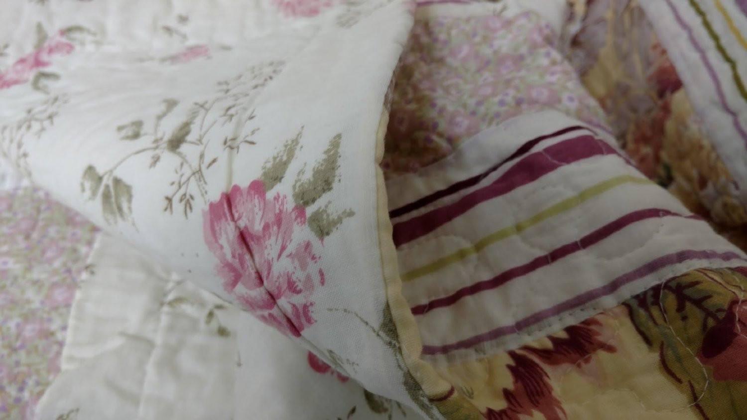 Bedding Cottage Floral Patchwork Quilted Coverlet Bedspread Set
