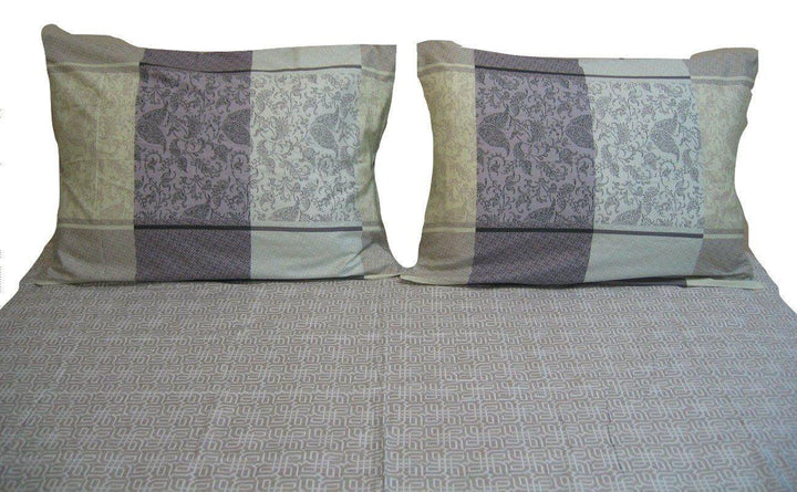 Grey Floral Paisley Bedding Fitted Flat Sheet Pillowcase Set